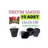 Ekodoğa Üretim Saksısı 15 Adet 16X16 Cm 2,7 Lt Plastik Saksı Siyah Üretim Saksı Bitki Saksı