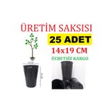 Ekodoğa Üretim Saksısı 25 Adet 14X19 Cm 2 Lt Plastik Saksı Siyah Üretim Saksı Bitki Saksı