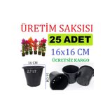 Ekodoğa Üretim Saksısı 25 Adet 16X16 Cm 2,7 Lt Plastik Saksı Siyah Üretim Saksı Bitki Saksı