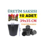 Ekodoğa Üretim Saksısı 3 Adet 39X35 Cm 35 Lt Plastik Saksı Siyah Üretim Saksı Bitki Saksısı
