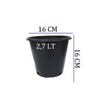 Ekodoğa Üretim Saksısı 5 Adet 16X16 Cm 2,7 Lt Plastik Saksı Siyah Üretim Saksı Bitki Saksı