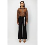 Ekol Beli Metal Aksesuarlı Bol Paça Pantolon 4010 - Siyah - 38