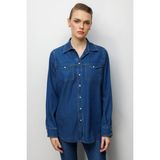 Ekol Çıtçıtlı Polo Yaka Bluz 2102 - 44 - İndigo