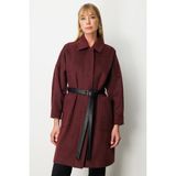 Ekol Deri Kemerli Torba Cepli Kaban - Bordo - 44