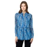 EKOL Desenli Uzun Kol Bluz, 42, 25K.EKL.BLZ.02049.1, Saks, Kadın