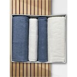 Ekol Hamam Takımı 4 Parça Krem - Mavi - 80 x 150 cm