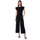 Ekol Kadın Beli Kemerli Kısa Bol Paça Pantolon 4012 Siyah
