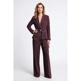 Ekol Kadın Çentikli Yaka Kuşak Detaylı Uzun Kollu Blazer Ceket - 38 - Mürdüm