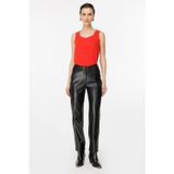 Ekol Kadın Deri Look Midi Pantolon - Minimalist Günlük Stil - Metalik Detaylar