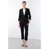 Ekol Kadın Tek Düğmeli Siyah Blazer Ceket 04128 - 44