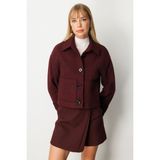 Ekol Kadın Torba Cepli Crop Mont 6013 Bordo - 42