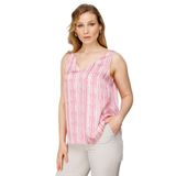 Ekol Kadın V Yaka Desenli Saten Bluz 5506 Pembe 46