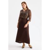 Ekol Maxi Boy Krep Etek 4521 - Kahve - 48