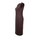Ekol Minimalist Midi Elbise V Yaka, 40, 26KEKL04015, Kahve, Kadın