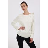EKOL Omzu Bronşlu Saten Bluz, 38, 25K.EKL.BLZ.02075.1, SIYAH, Kadın