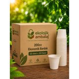Ekolojik Ambalaj Doğa Dostu Organik Mısır Nişastası Ekonomik Bardak 7gr 200CC 20 Adet x 30 Paket - (600 Adet)