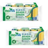 Ekomis Klasik Bulaşık Süngeri 5'Li Paket x2'li
