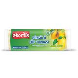 Ekomis Limon Kokulu Büzgülü Çöp Torbası Orta Boy 50 x 60 cm 10 Adet Doğada Çözünebilir, Kolay Bağlanan Büzgülü Tasarım ve Limon Kokulu Ferahlık