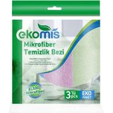 Ekomis Mikrofiber Temizlik Bezi 3'lü - Pembe - Yeşil - Standart