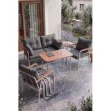 Ekon Serisi 1. Sınf 2+1+1 Ve 1 Adet Orta Sehpa 2 Yastıklı Cappucino İskeletli Bahçe Balkon Oturma Koltuk Takımı