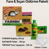 Ekonomik Fare & Sıçan Öldürme Paketi Farmin Buğday Yem + Ratimor Pellet + Tibtrap Yapışkan Tuzak