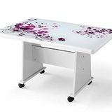Ekonomik Tekerlekli Camlı Orta Sehpa 103x63x60cm Mürdüm