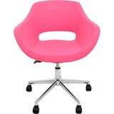 Ekopol Sandalye Krom Metal Lüx Yıldız Ayaklı Deri | Ofis, Çocuk Odası Çalışma Sandalyesi (Ayarlanabilir) Monaco - Pembe