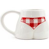 Ekose Bikinili El Yapımı Beyaz Parlak Popo Kupa - El Işçiliği Hediyelik Kupa Bardak Mug - 200 ml