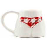 Ekose Bikinili El Yapımı Beyaz Parlak Popo Kupa - El İşçiliği Hediyelik Kupa Bardak Mug