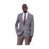 Ekose Çizgili Slim Fit Gri Erkek Ceket - Wessi