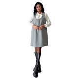 Ekose Desen Salaş Jile Elbise (Gri, L-XL)