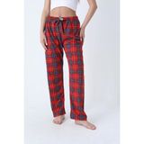 Ekose Desenli Beli Lastikli Unisex Pijama Altı - Kırmızı Ekose