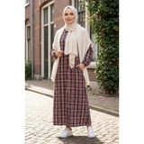 Ekose Desenli Düğmeli Oduncu Kışlık Elbise 2510-02 Pudra Siyah - 42 - 44