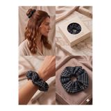 Ekose Desenli Kumaş Hacimli Scrunchie Lastik Toka Farklı Renk Seçenekli asel 4a