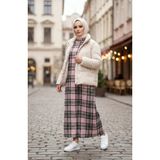 Ekose Desenli Oduncu Kışlık Elbise 2508-03 Pudra - 50 - 52