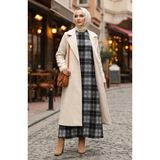 Ekose Desenli Oduncu Kışlık Elbise 2508-04 Siyah - 42 - 44