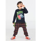 Ekose Muzip Dino Pantolon + T-shirt Takım