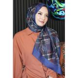 Ekose Paisley Desen Lacivert Soft Pamuk Şal
