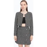 Ekose Tüvit Blazer Ceket Mini Etek Takım - Siyah - XL
