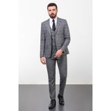 Ekoseli Antrasit Slim Fit Kombinli Yün Erkek Takım Elbise - 46 - 6 Drop