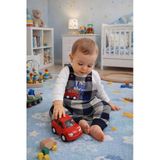 Ekoseli Araba Desenli Erkek Bebek Salopet 2'Li Takım 2204