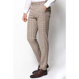 Ekoseli Bej Rengi Super Slim Fit Erkek Pantolon - 31