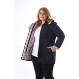 Ekoseli Kapitone, Büyük Beden Kapitone, Suya Dayanıklı Mont, Mevsimlik Mont, - Lacivert - Navy Blue - 50