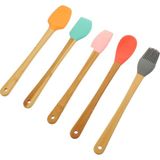 Ekostem 5'li Renkli Bambu Saplı Silikon Küçük Boy Okaliptus Spatula Seti