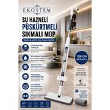 Ekostem Kendinden Sıkmalı Kendini Temizleyen Mikrofiber Mop Su Hazneli Yer Mopu Fayans Duvar Yüzey Temizlik - Beyaz