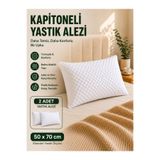 EKOVA %100 PAMUK 2'Lİ KAPİTONELİ FERMUARLI YASTIK ALEZİ YUMUŞAK YASTIK KORUYUCU- 50X70 CM
