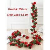 Ekozi Home Yapay Gül Sarmaşık Çiçek 250 Cm - Altın - Kırmızı