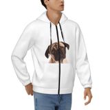 EKPRAVDKTF Erkek Tam Fermuarlı Kapüşonlu Cry Pug Baskılı Kapüşonlu Sweatshirt Uzun Kollu Üst, Erkek Kapüşonlu Ceket, 3D, S