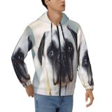 EKPRAVDKTF Erkek Tam Fermuarlı Kapüşonlu Cry Pug Baskılı Kapüşonlu Sweatshirt Uzun Kollu Üst, Erkek Kapüşonlu Ceket, 3D, XXL
