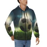 EKPRAVDKTF Erkek Tam Fermuarlı Kapüşonlu Futbol Çim Baskılı Kapüşonlu Sweatshirt Uzun Kollu Üst, Erkek Kapüşonlu Ceket, 3D, 3XL